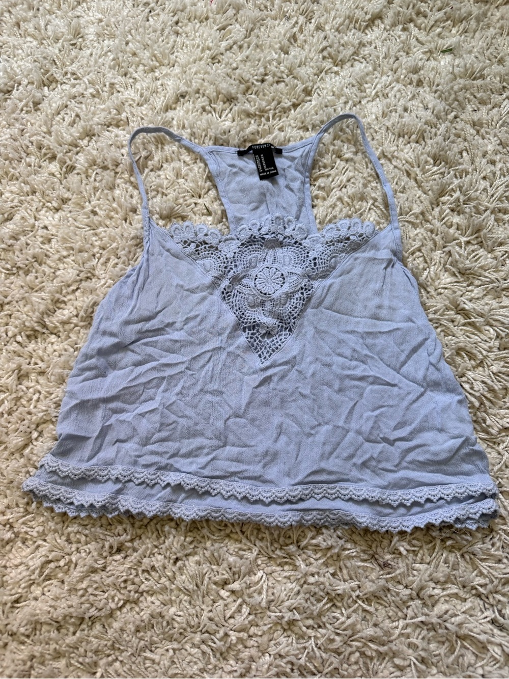 Forever 21 Crochet-Trim Racerback Tank Top